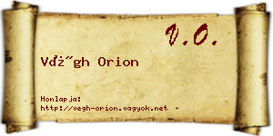 Végh Orion névjegykártya